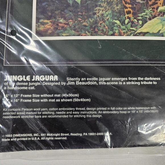 Dimensions Jungle Jaguar Crewel Embroidery Kit Home Decor Wild Cat Stitch NIB - Picture 3 of 8